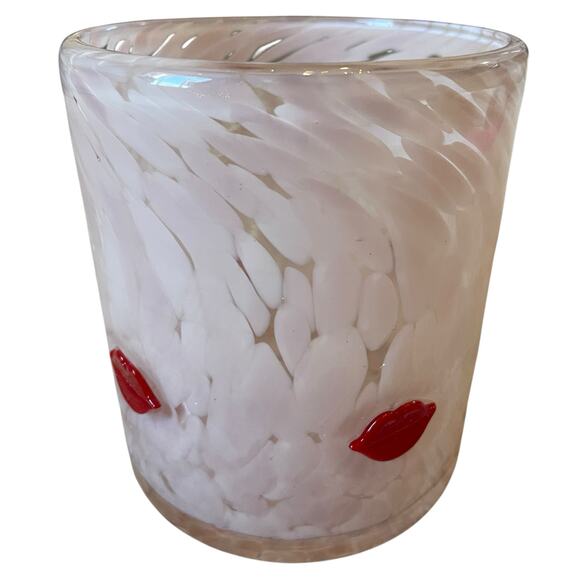 Pink Valentine's Day RED LIP Double Old Fashioned Glasses 14oz Set of 2 New - Picture 6 of 16